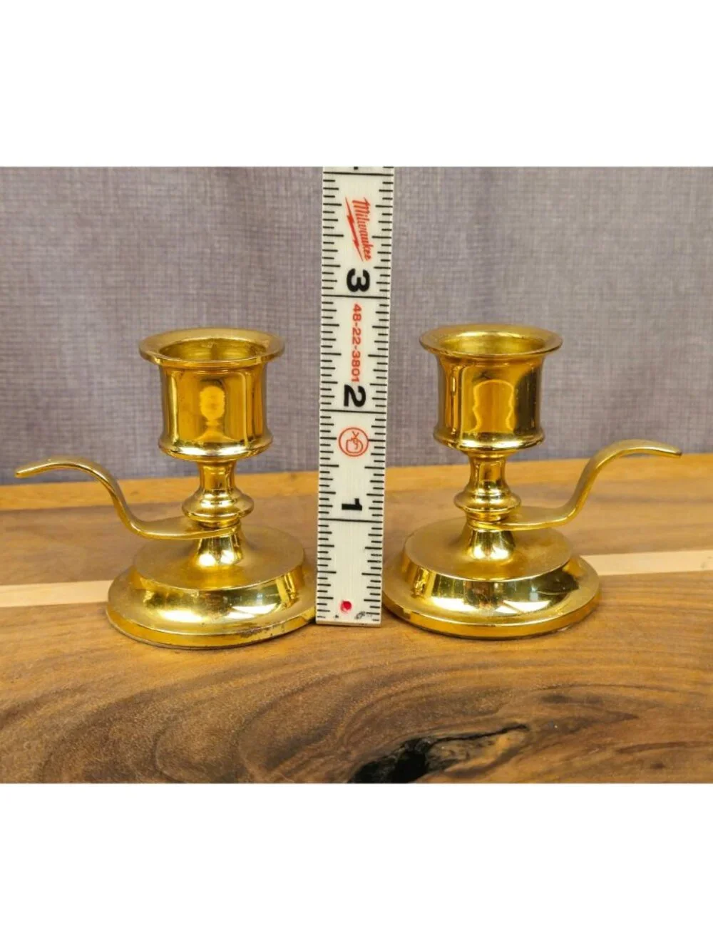 Set Of Two Vintage PartyLite Brass Chamberstick Candle Holders With Handles And - Picture 2 of 6
